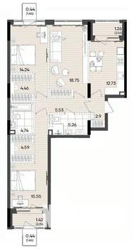 3-к квартира, вторичка, 92м2, 7/9 этаж