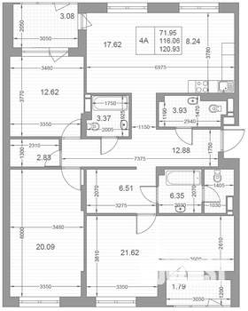 4-к квартира, вторичка, 120м2, 2/10 этаж