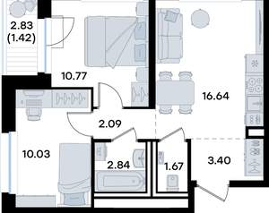 2-к квартира, вторичка, 49м2, 2/11 этаж