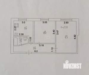 2-к квартира, вторичка, 43м2, 1/9 этаж