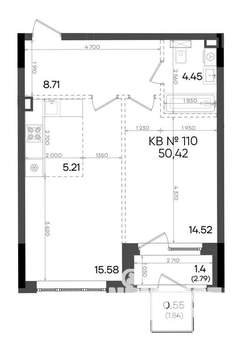 2-к квартира, вторичка, 50м2, 5/9 этаж