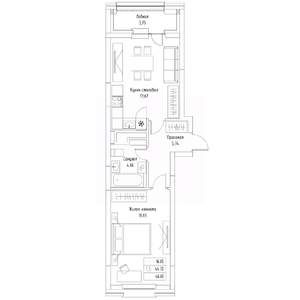 1-к квартира, вторичка, 47м2, 5/9 этаж
