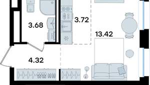 Студия квартира, вторичка, 25м2, 6/9 этаж