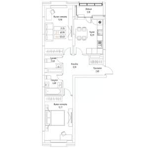 2-к квартира, вторичка, 63м2, 8/9 этаж