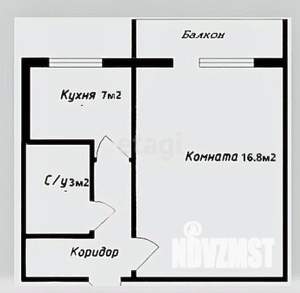 1-к квартира, вторичка, 30м2, 4/5 этаж