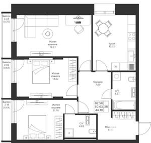 3-к квартира, вторичка, 83м2, 3/24 этаж