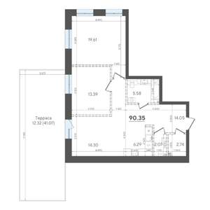 2-к квартира, вторичка, 90м2, 2/4 этаж