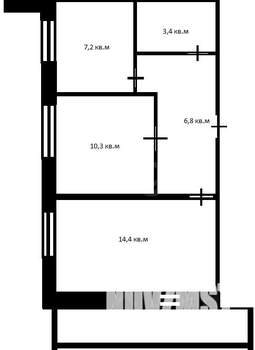 2-к квартира, вторичка, 43м2, 9/9 этаж
