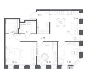 3-к квартира, вторичка, 75м2, 25/25 этаж