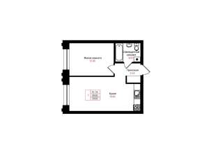 1-к квартира, вторичка, 40м2, 17/25 этаж