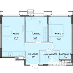 2-к квартира, строящийся дом, 53м2, 8/18 этаж