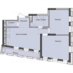 2-к квартира, строящийся дом, 56м2, 4/23 этаж