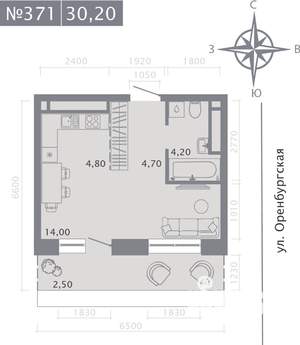 Студия квартира, строящийся дом, 30м2, 8/25 этаж