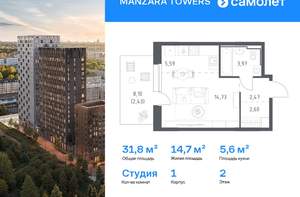 Студия квартира, вторичка, 32м2, 2/23 этаж