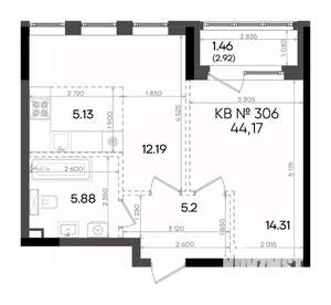 2-к квартира, вторичка, 44м2, 2/23 этаж