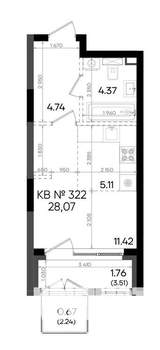 1-к квартира, вторичка, 28м2, 3/23 этаж