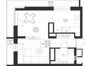 1-к квартира, вторичка, 39м2, 14/24 этаж