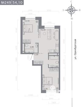 2-к квартира, вторичка, 54м2, 6/25 этаж