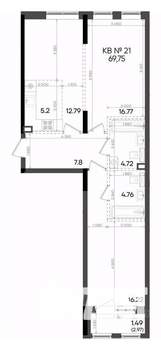 3-к квартира, вторичка, 70м2, 7/9 этаж