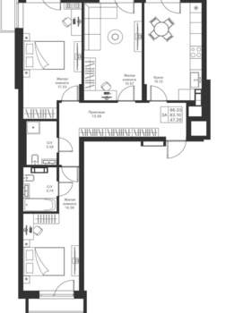 3-к квартира, вторичка, 86м2, 6/24 этаж