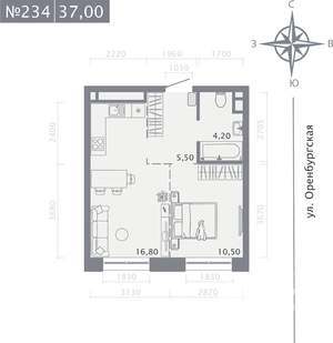 1-к квартира, вторичка, 37м2, 2/25 этаж