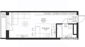 Студия квартира, вторичка, 30м2, 3/26 этаж