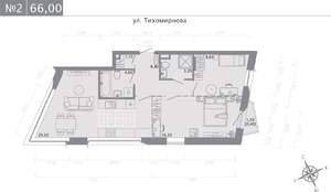 2-к квартира, строящийся дом, 66м2, 2/5 этаж