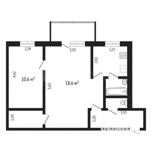 2-к квартира, вторичка, 47м2, 7/18 этаж