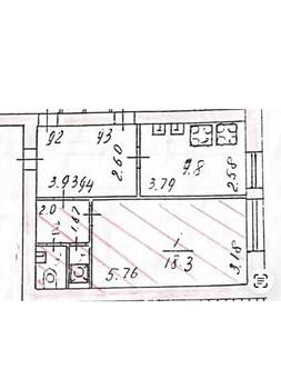 1-к квартира, вторичка, 24м2, 9/9 этаж