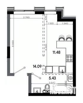 Студия квартира, вторичка, 31м2, 13/20 этаж