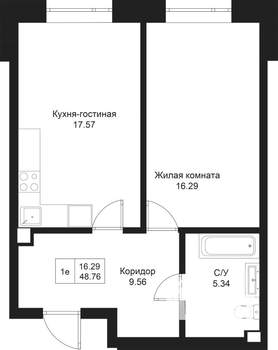 1-к квартира, вторичка, 49м2, 2/5 этаж