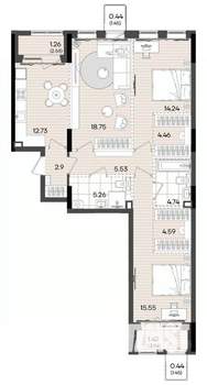 3-к квартира, вторичка, 92м2, 4/9 этаж