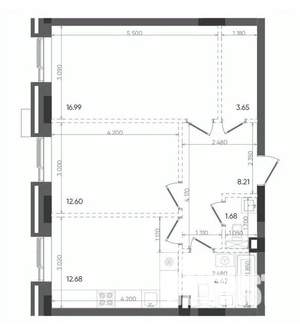 2-к квартира, вторичка, 60м2, 13/22 этаж
