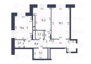 2-к квартира, вторичка, 70м2, 1/16 этаж