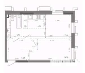 2-к квартира, вторичка, 47м2, 20/22 этаж