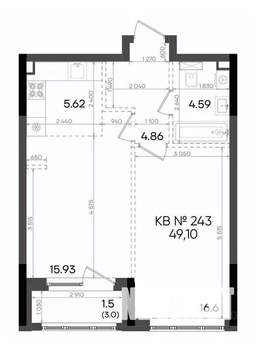 2-к квартира, вторичка, 49м2, 16/23 этаж