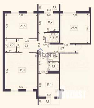 4-к квартира, вторичка, 157м2, 6/18 этаж