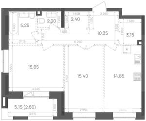 2-к квартира, вторичка, 71м2, 10/15 этаж