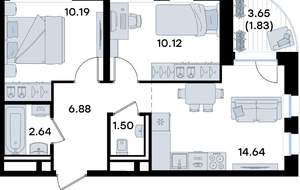 2-к квартира, вторичка, 48м2, 5/10 этаж