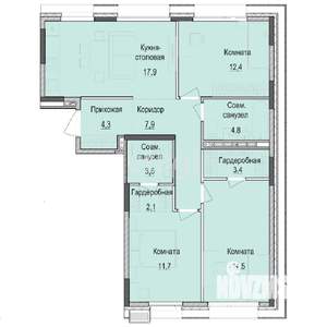 3-к квартира, строящийся дом, 82м2, 5/18 этаж