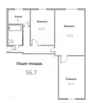 3-к квартира, вторичка, 58м2, 1/5 этаж