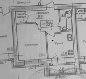 1-к квартира, сданный дом, 44м2, 8/18 этаж