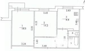 2-к квартира, вторичка, 54м2, 5/15 этаж