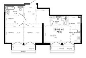 2-к квартира, строящийся дом, 74м2, 3/8 этаж