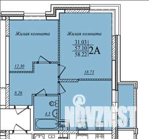 2-к квартира, сданный дом, 58м2, 2/19 этаж
