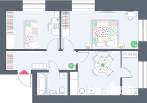 2-к квартира, сданный дом, 56м2, 8/10 этаж