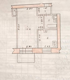 1-к квартира, вторичка, 30м2, 5/5 этаж