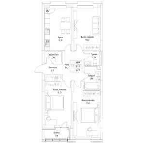 3-к квартира, вторичка, 85м2, 4/9 этаж