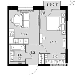 1-к квартира, вторичка, 40м2, 10/20 этаж