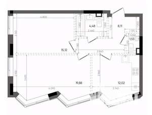 2-к квартира, вторичка, 61м2, 12/14 этаж